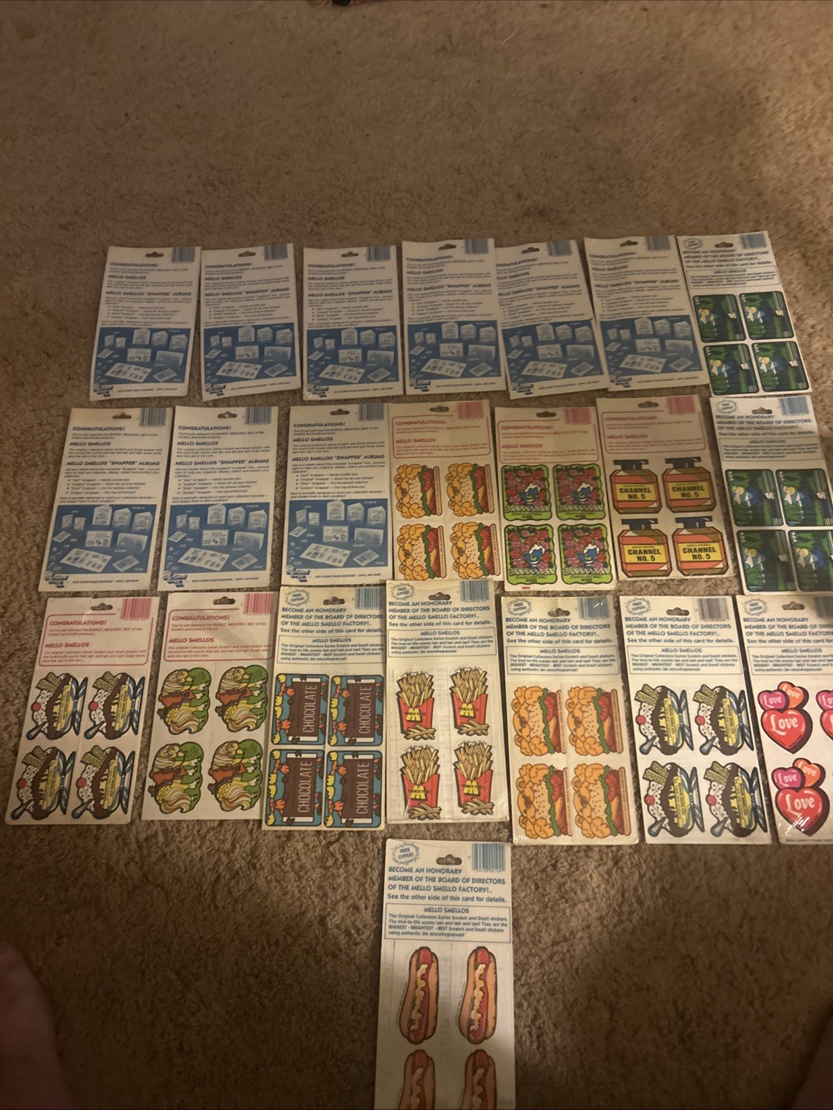 Mello Smellos Scratch & Smell Stickers Lot of (22) Packs Stickers New (34 Scent)