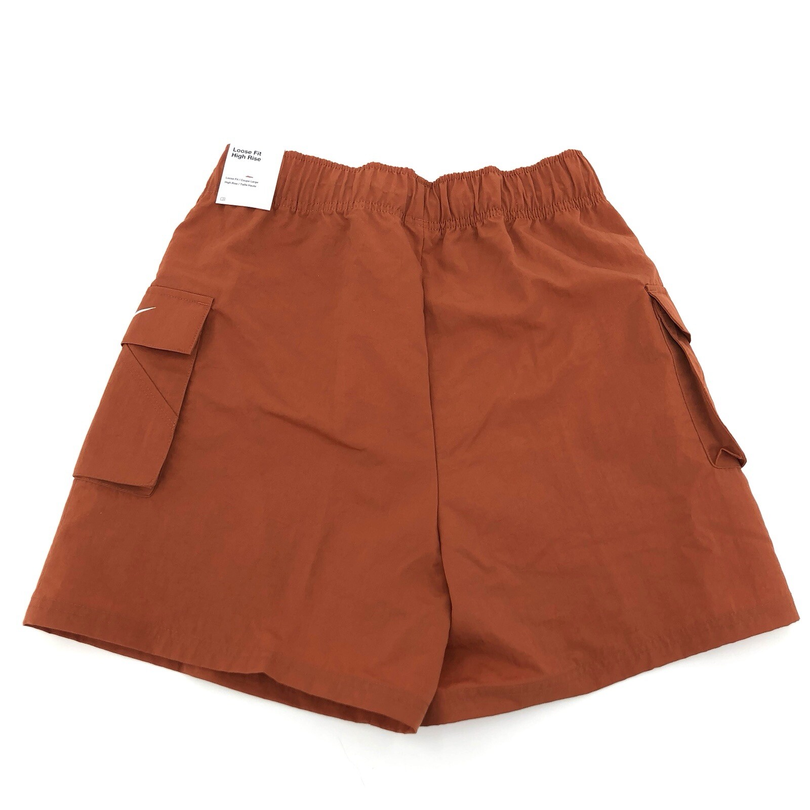 Nike Womens Woven High Rise Burnt Sunrise Orange Cargo Shorts DM6247-825 Size M