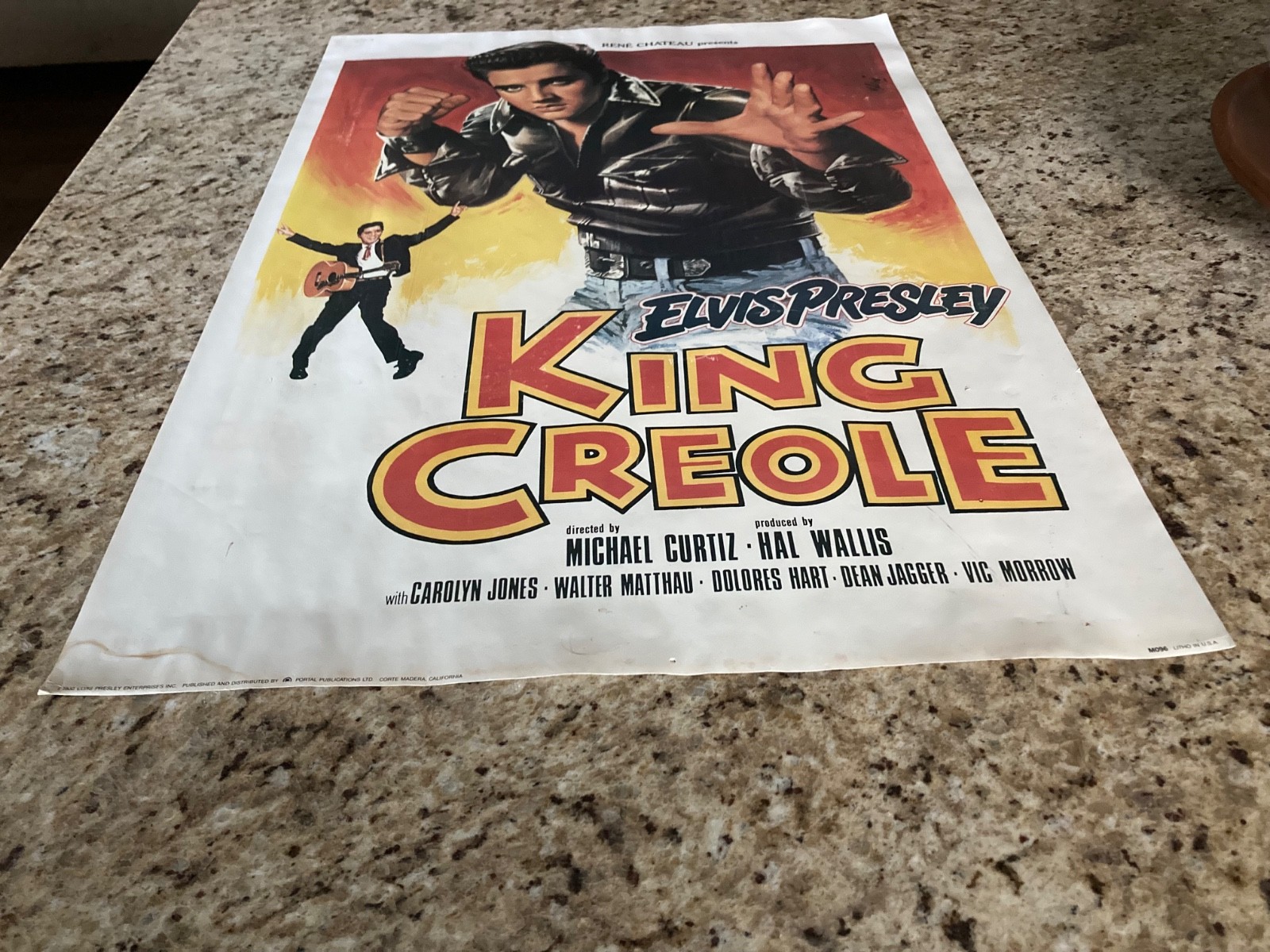 1986 ELVIS PRESLEY KING CREOLE LITHO POSTER 28'' X 20''