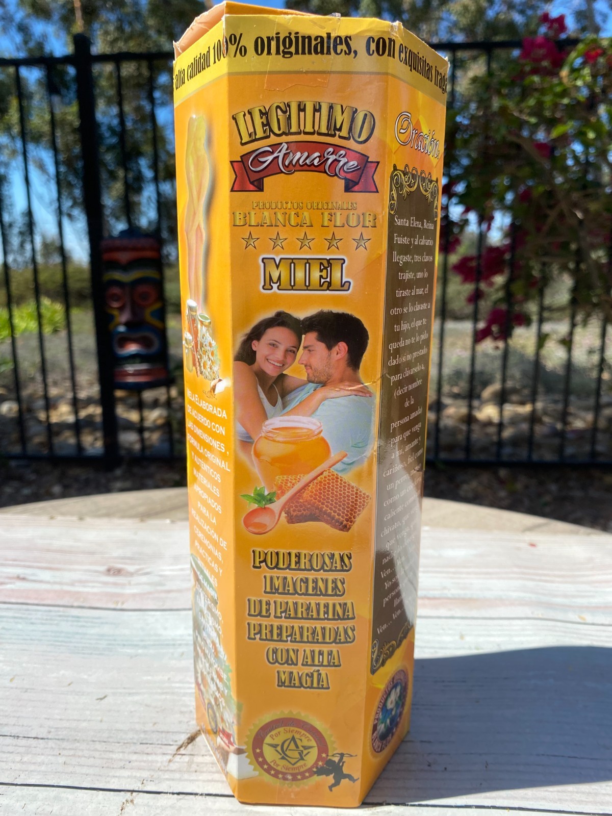 Vela Para Amarre, Religion, Brujeria, Fe y Devocion, Bendesidad 10" Miel Candle