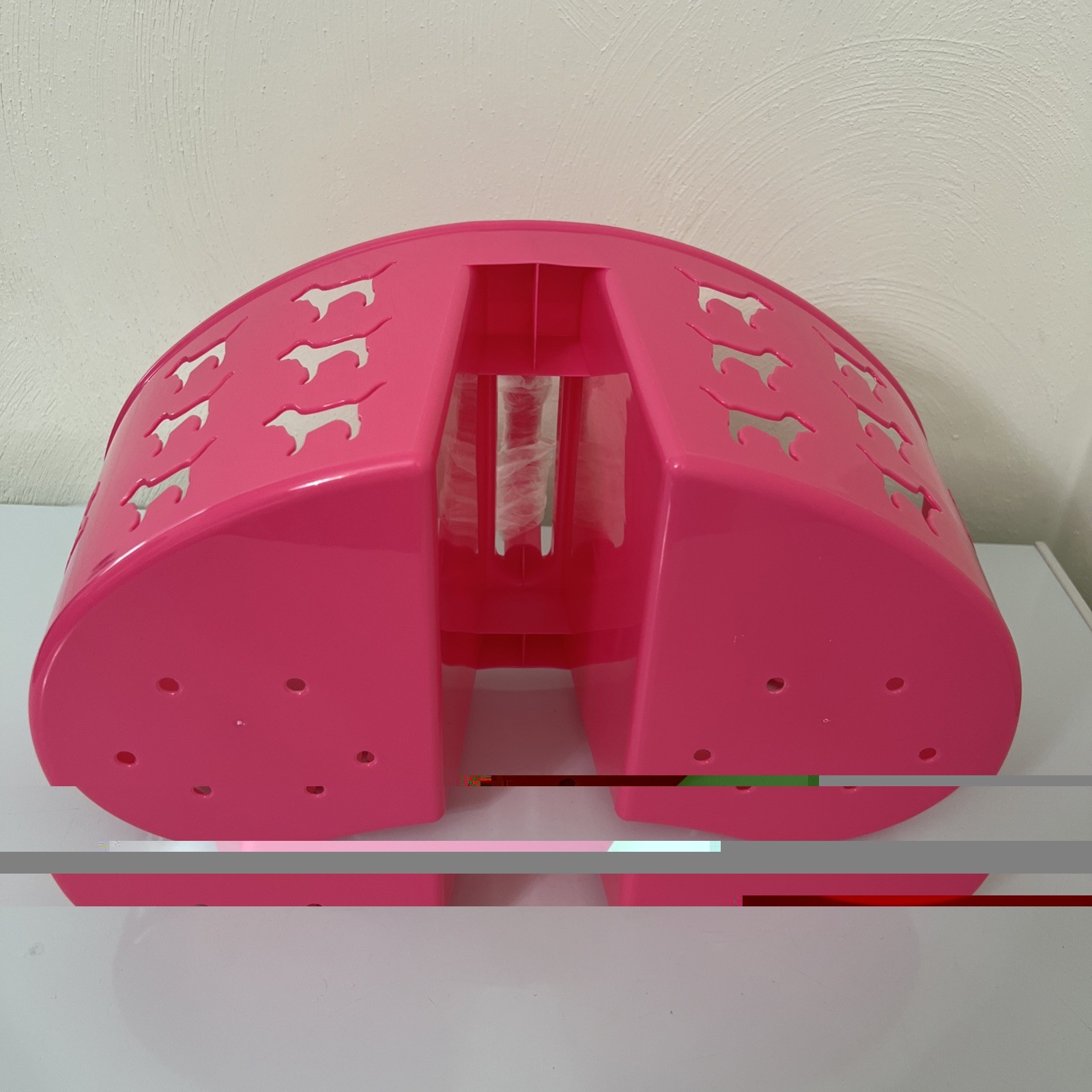 Victorias Secret Pink Dog Graphic Heart Shape SHOWER CADDIE organizer 16Lx6H