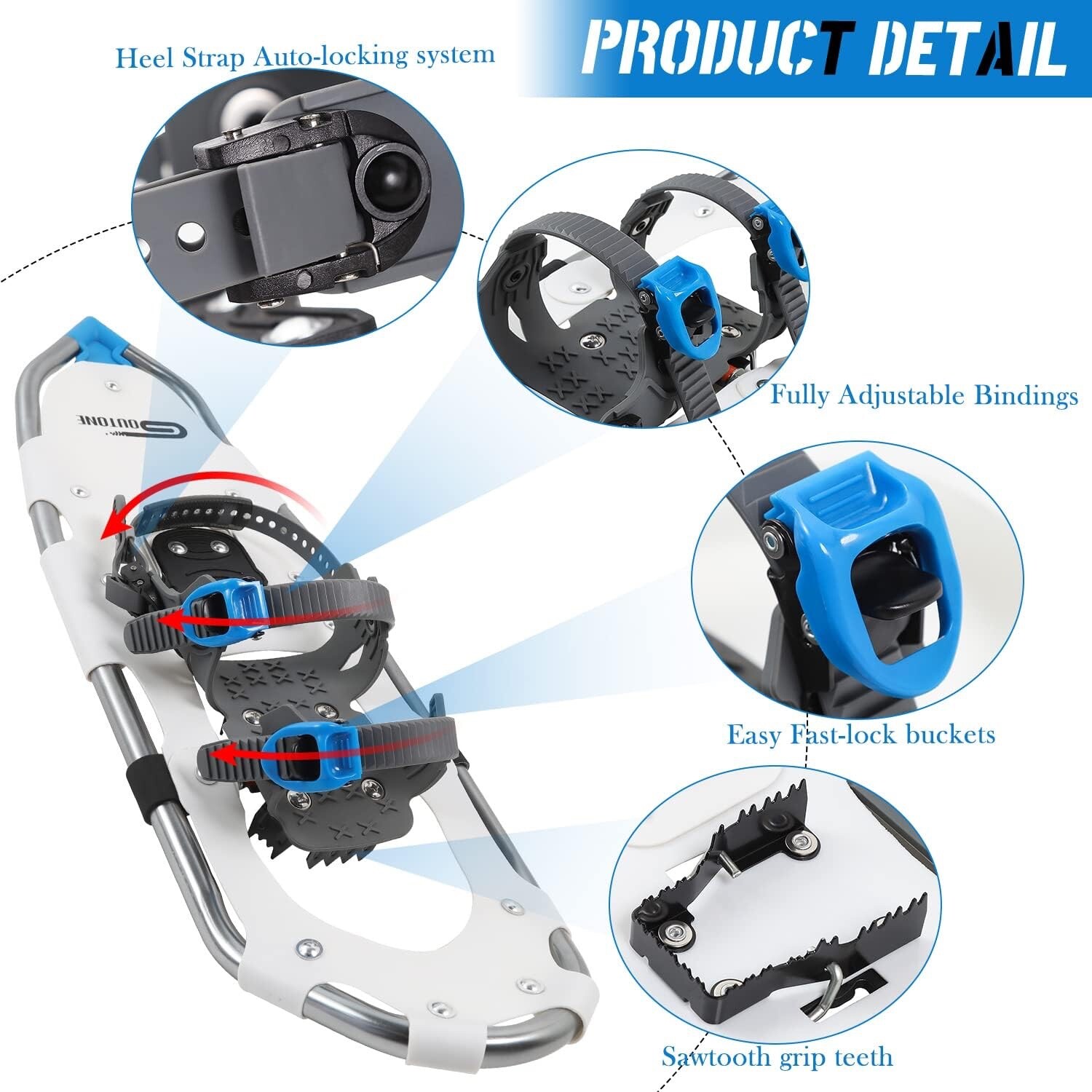 Goutone 21/27 Inches Light Weight Snowshoes for Men and Women. Fully Adjustable