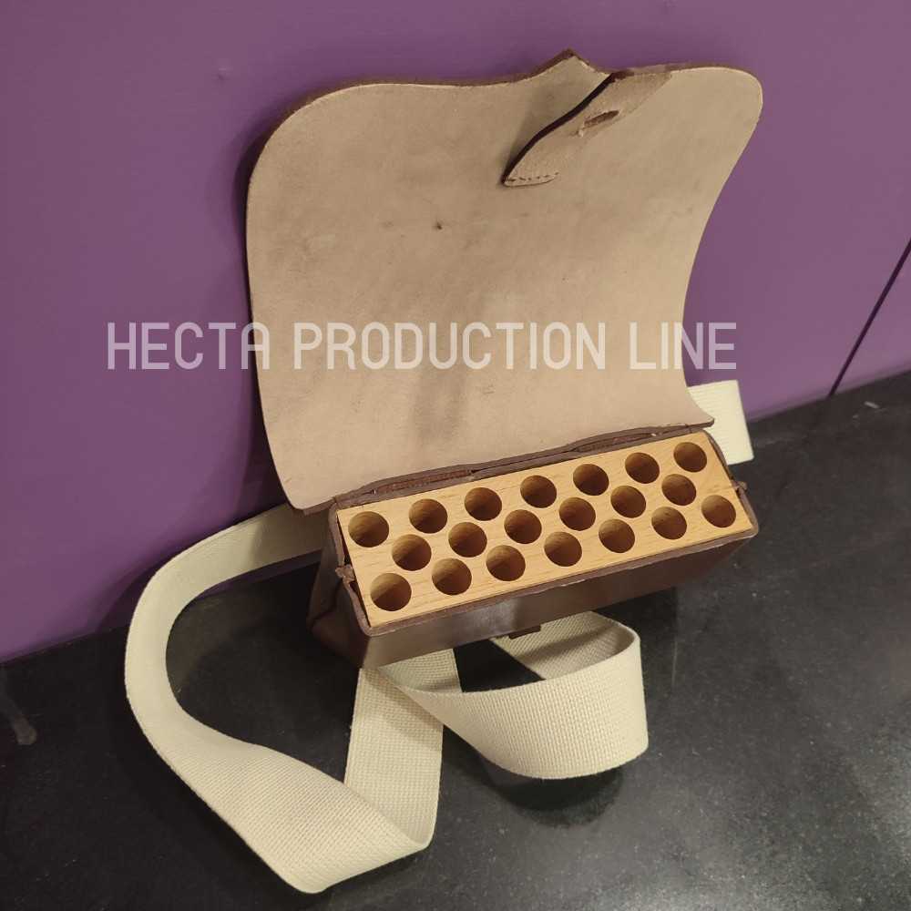 18th Century Revolutionary War Cartridge Box – Genuine Brown Leather Replica