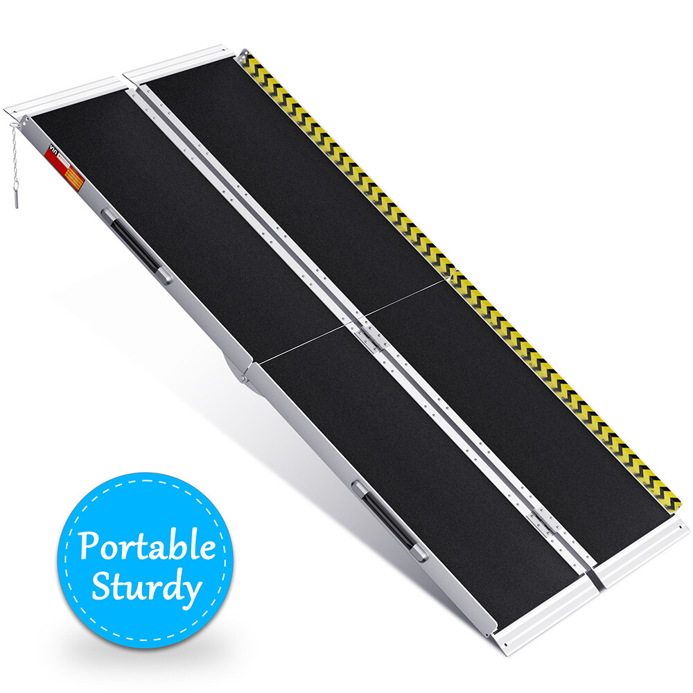 2/3/4/5/6/7/8FT Home Wheelchair Ramp Non-Skid Folding Aluminum Ramps Steps