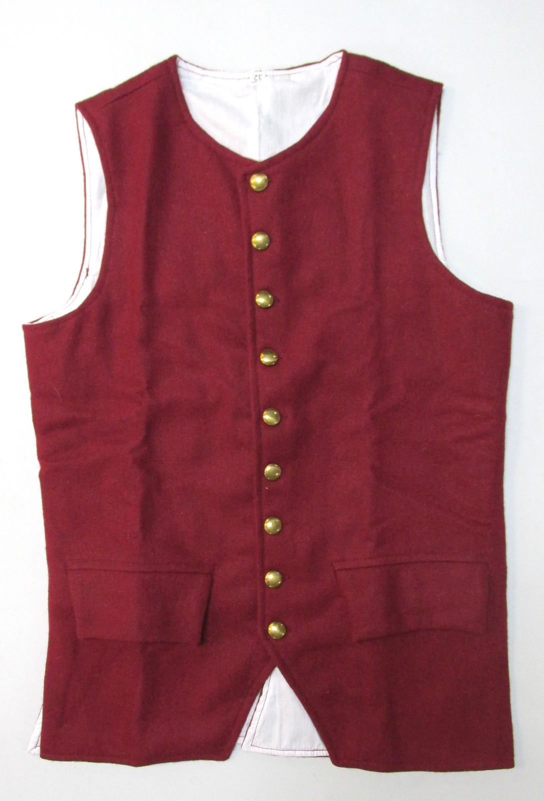 Revolutionary War Era Waist Coat - Wool with Brass Buttons Reproduction