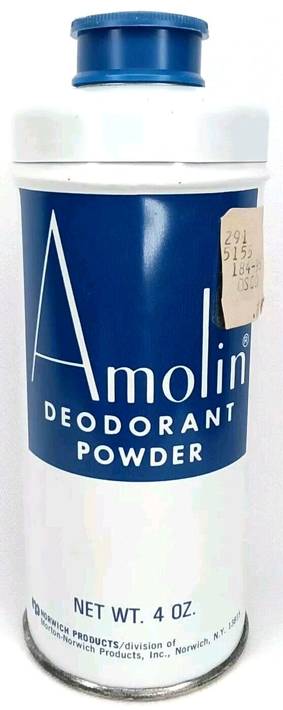 Vintage Amolin Personal Deodorant Powder Tin Norwich New York Made In USA 1940s