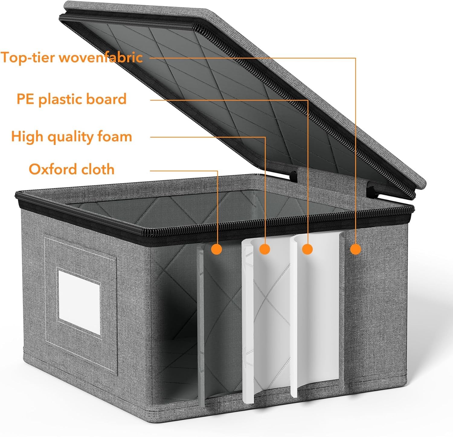 China Storage Containers 6 Pack, Stackable Hard Shell Quilted Cases with Soft