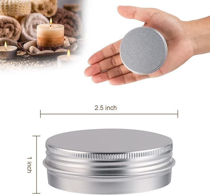 10 Aluminum Round Cans w Lid 2 oz Metal Tins Food Candy, candles trinkets Etc