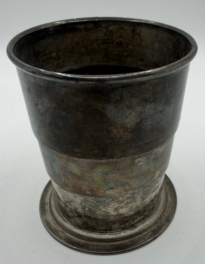 Antique Silverplate Collapsible Cup Simpson Hall Miller Quadruple Plate - 3"