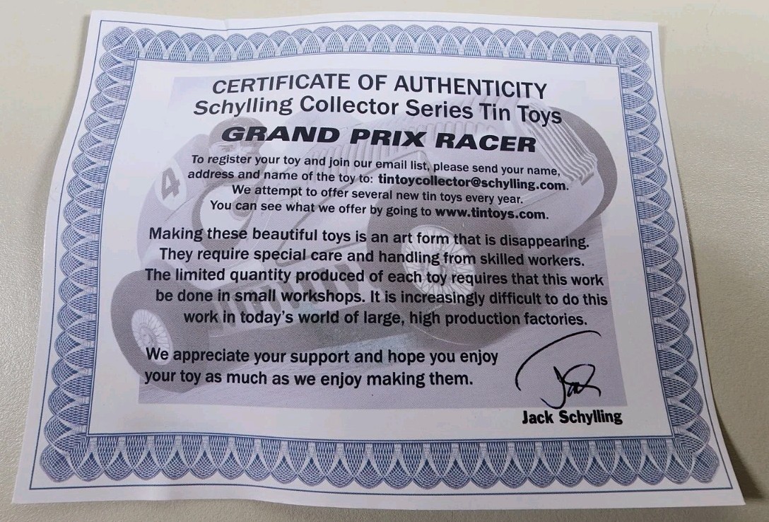 Schylling Tin Grand Prix Racer With Piston Pounding Engine Sound NIB