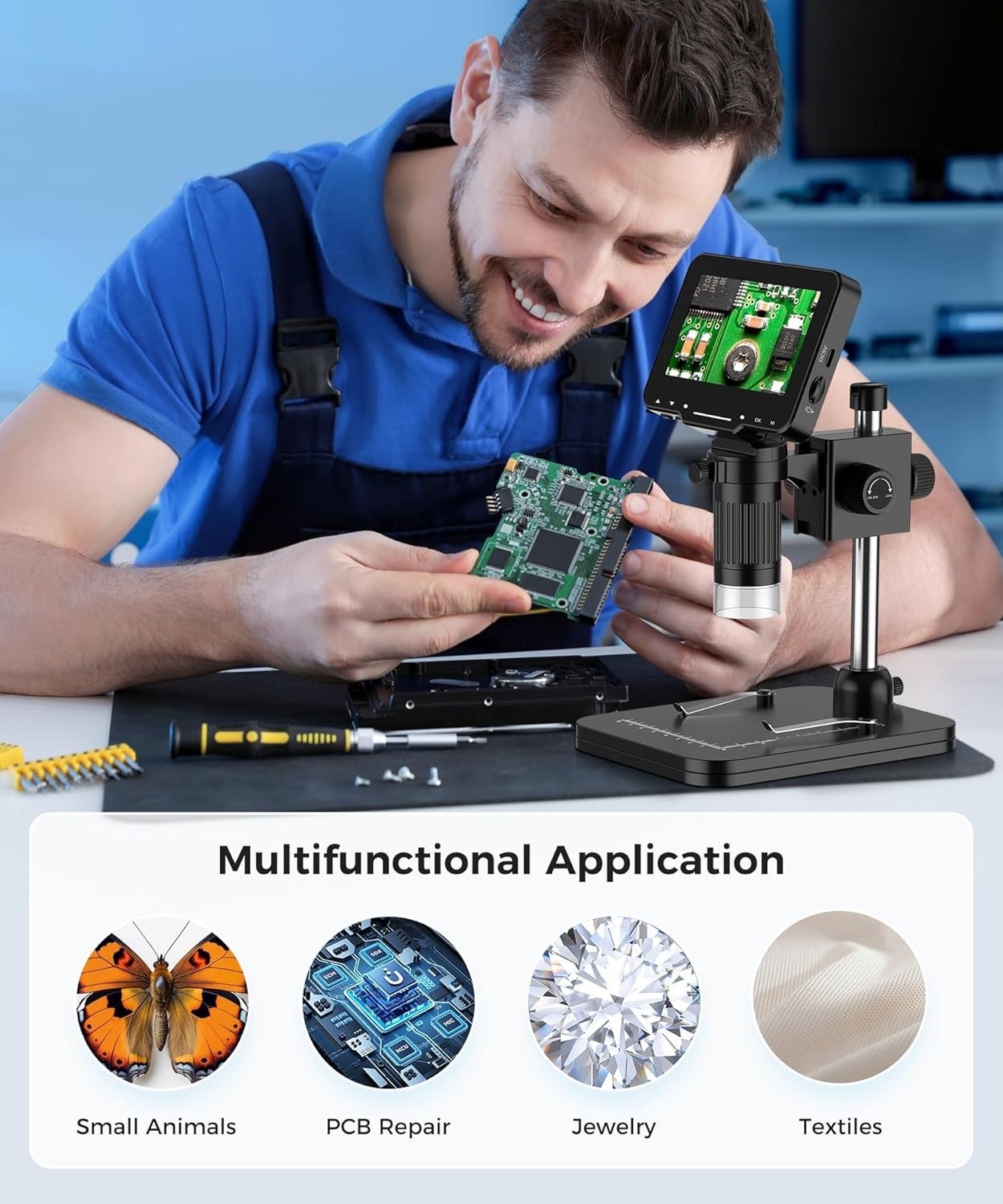 Microscopio digital de 4,3 pulgadas, 1080P, 10 megapíxeles con pantalla HD NUEVO