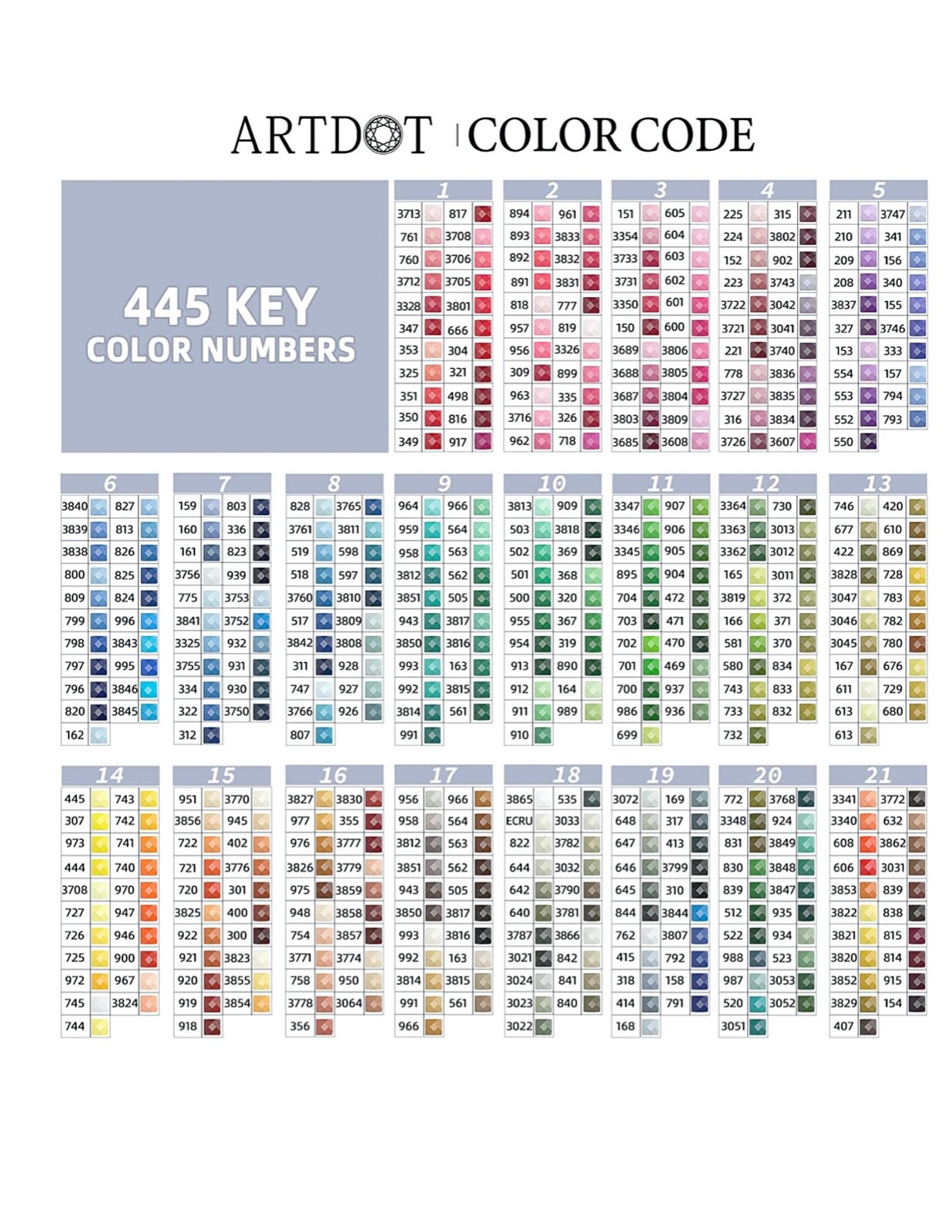 Diamond Painting Replacement Drills DMC/ArtDot 900-3689 - Free Shipping with 4+