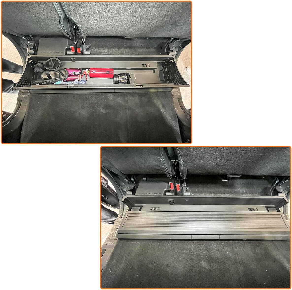 Upgraded Folding Under Rear Seat Storage Box for 2015-2024 Ford F150 Cargo Black