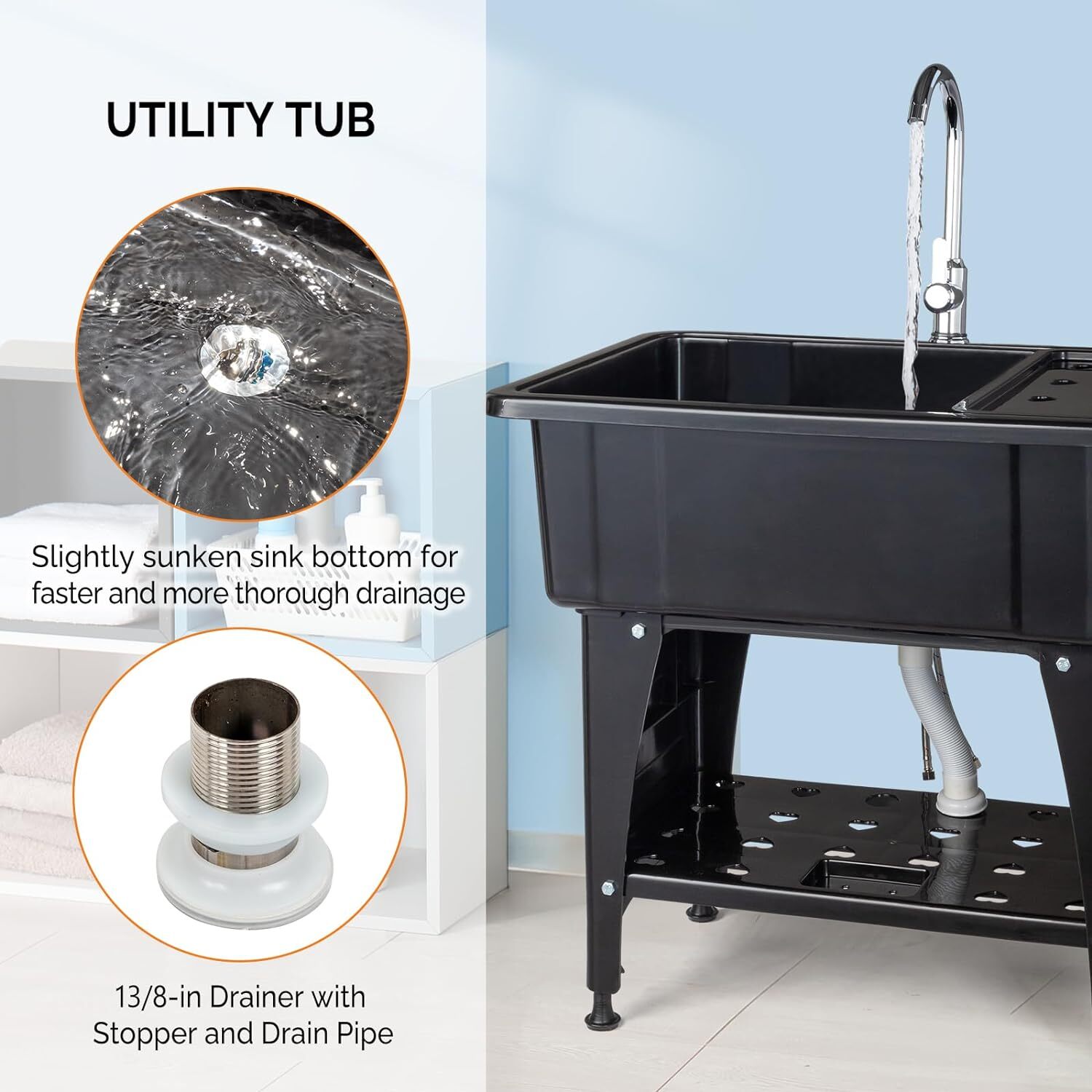 32.3 in x 22.4-Inch Indoor and Outdoor Utility Sink with Faucet High Quality New