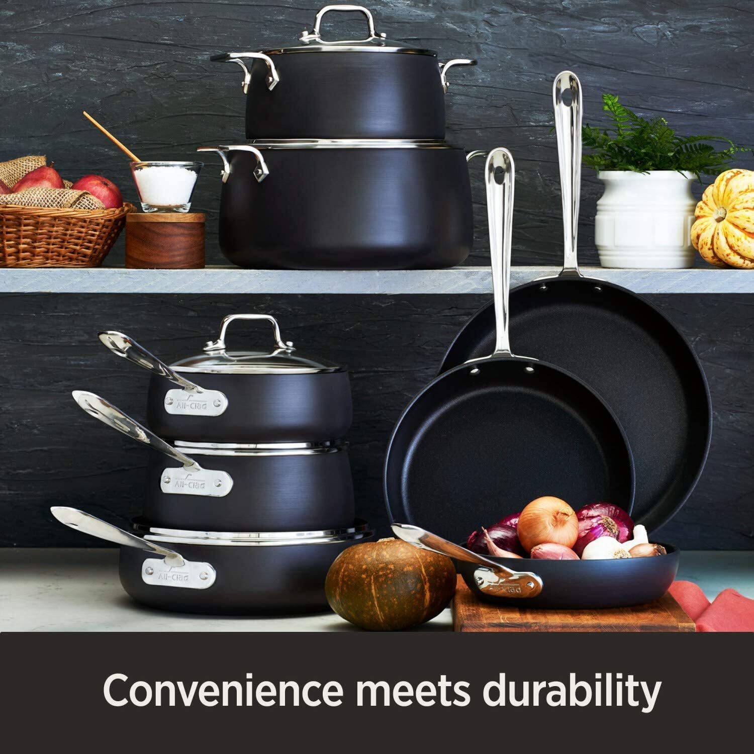 All-Clad E785SB64 HA1 Hard Anodized Nonstick 13 Piece Cookware Set with Griddle