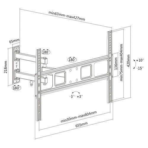 Full Motion TV Wall Mount for Samsung Vizio Sharp LG TCL 40 42 47 50 55 60 65 70