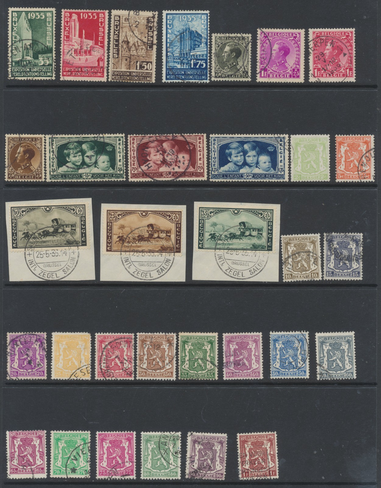 Belgium Stamps 1934-1935 SG659/64;668/9;680/5;727/44 used CV £65.1