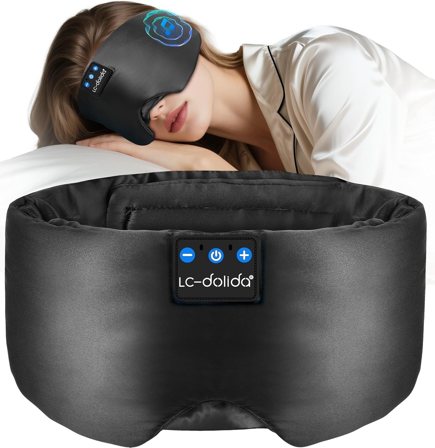 LC-dolida Luxurious Silk Soft Sleep Mask, Sleep Headphones with Bluetooth 5.4...