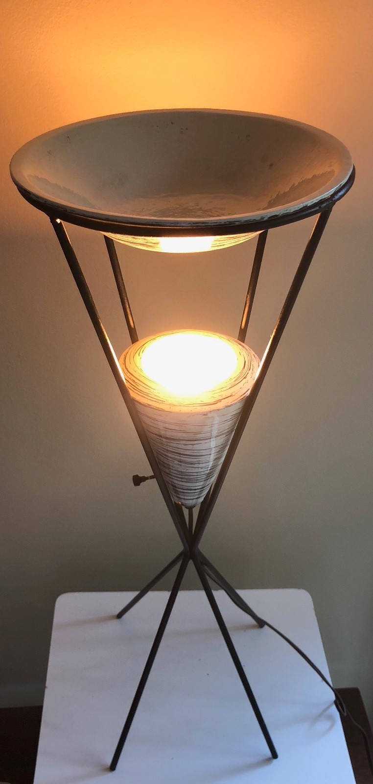 Rare Vintage 50s Atomic Iron Ceramic Pottery Lamp Mid Century Modern Lighting