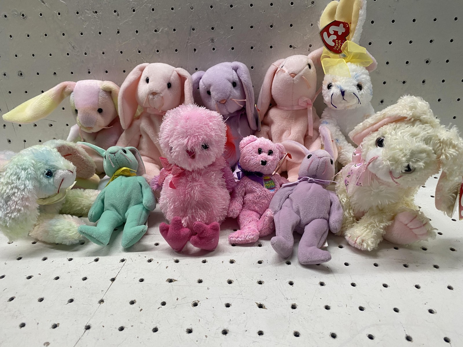 Vintage Ty Easter Bunny Chick Bear Plush Lot 11 Small Pastel Stuffed Animal Toys