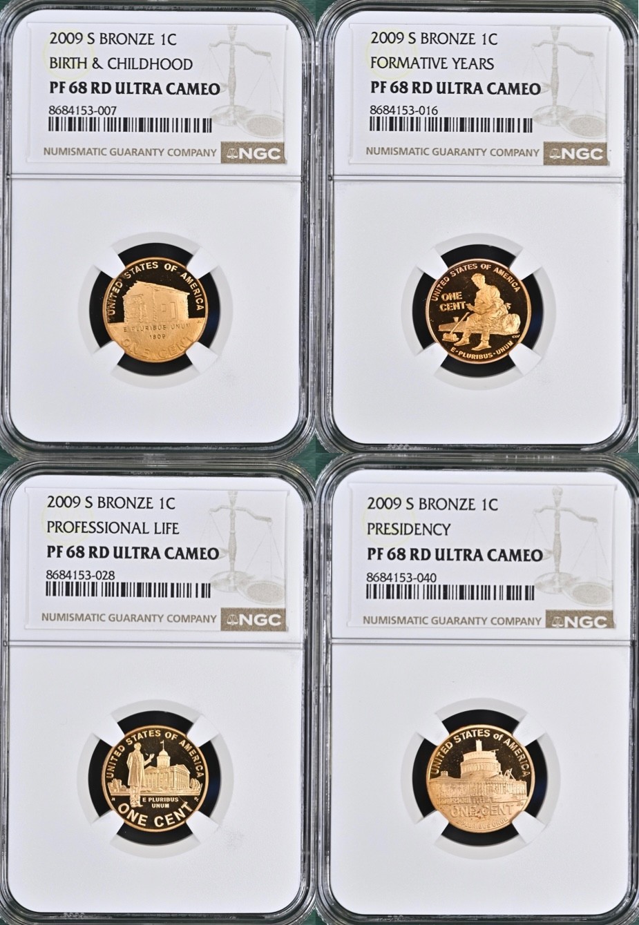 2009 S Bronze Lincoln Proof 1¢ Set PF 68 RD Ultra Cameo