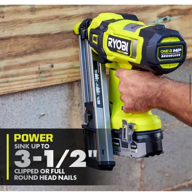 **New RYOBI 18V Brushless Cordless AirStrike 30° Framing Nailer Tool Only