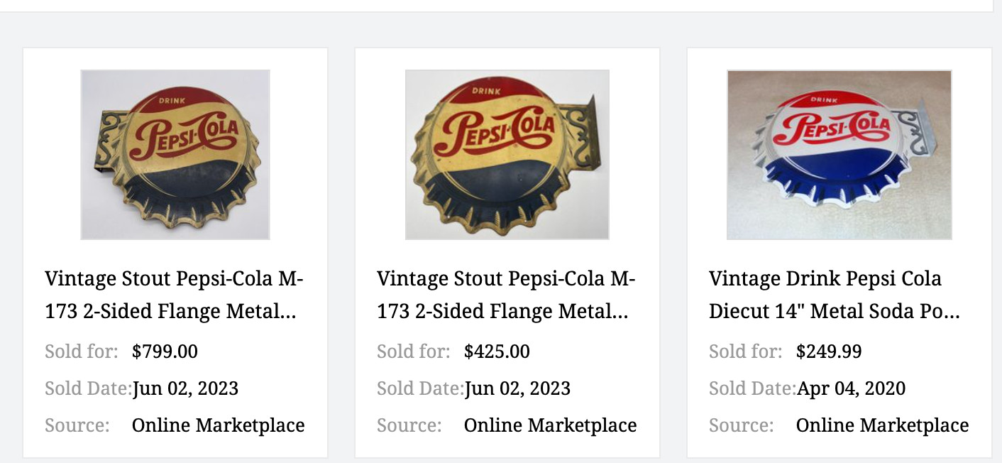 VINTAGE DRINK PEPSI COLA DIECUT 14" METAL SODA POP GASOLINE OIL FLANGE SIGN M173