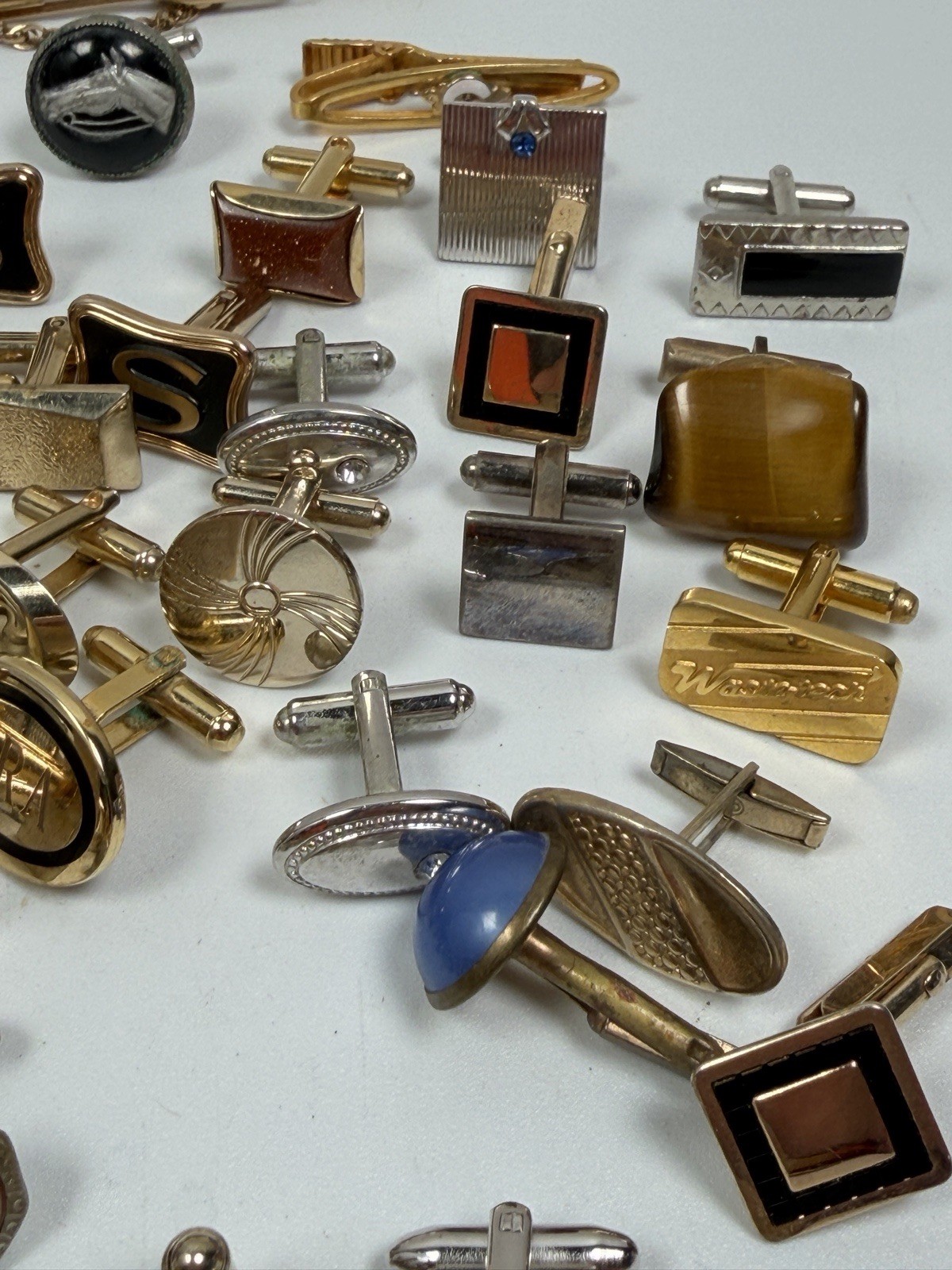 Vintage Cufflinks Tie Clips Lot 62pc Swank Mid Century Men's Jewelry Mixed