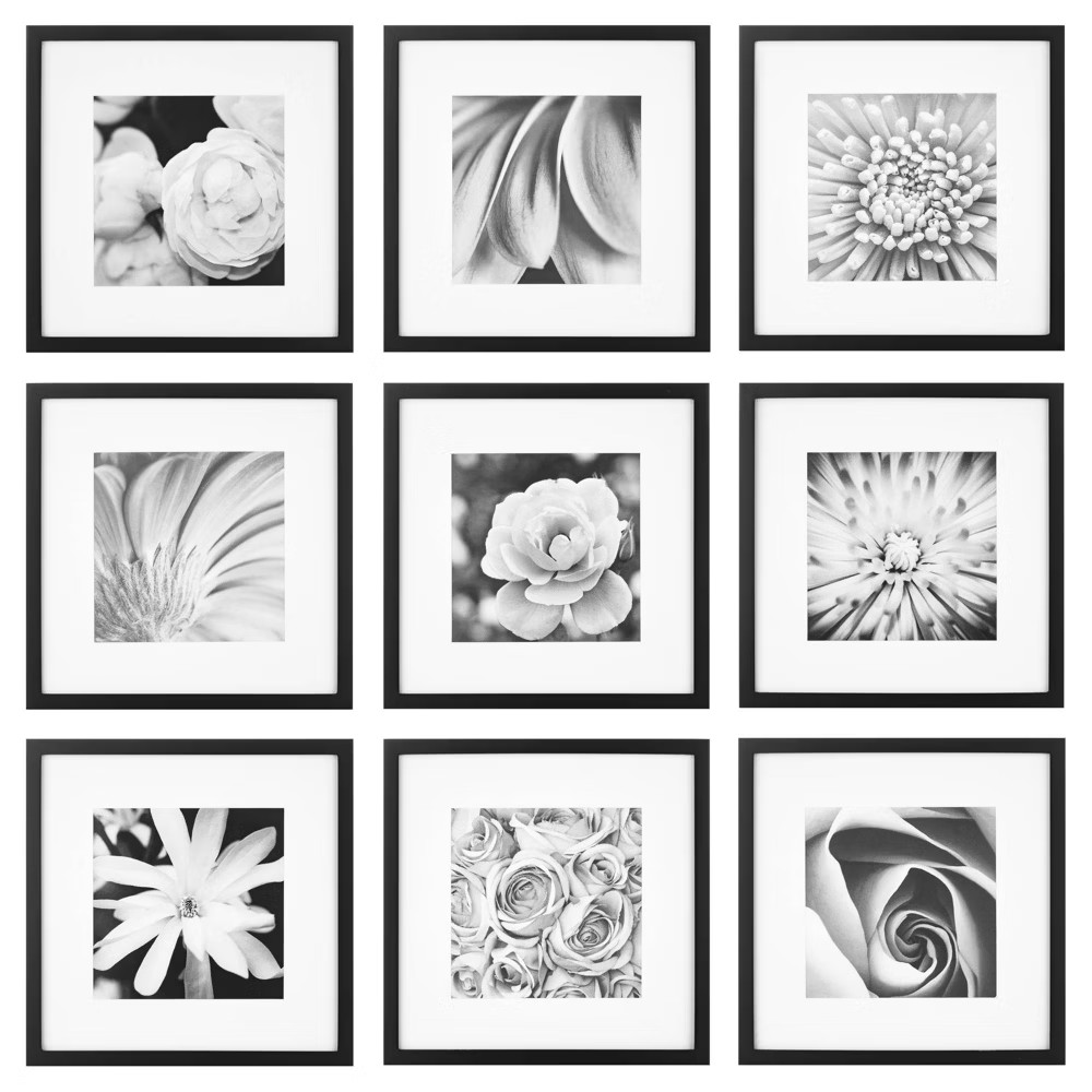 Gallery Perfect (Set of 9) Black Square Photo Frame Gallery Wall Kit
