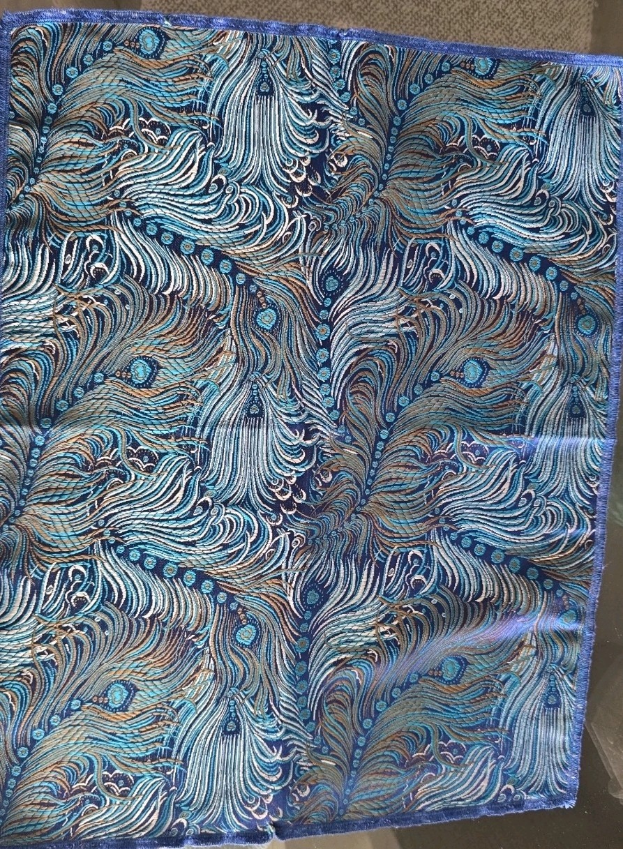 Peacock Feather Inspired Dining Table Linens BROCADE Viscose Fabric Set of 6 USA