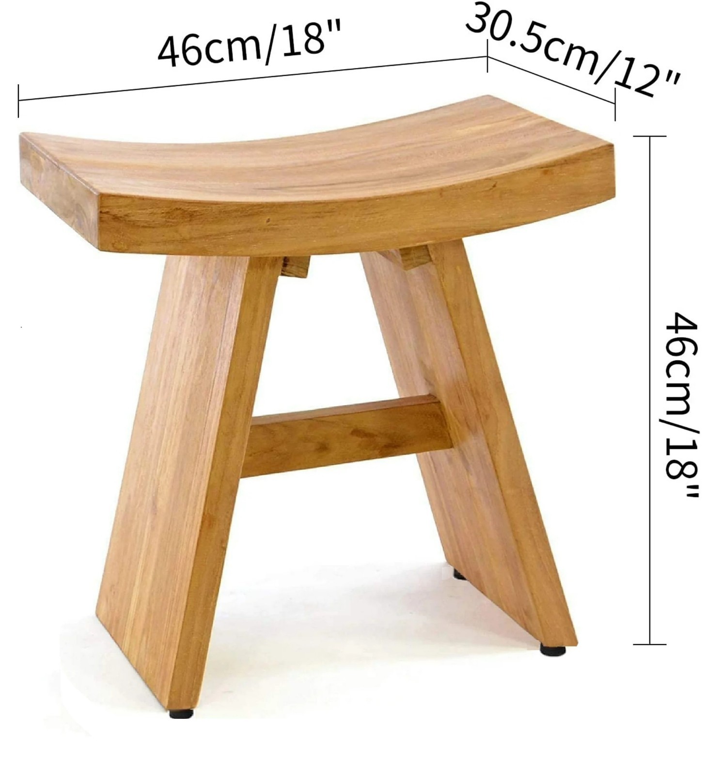 18-Inch Teak Wood Shower Bench Bathroom Shower Seat, New