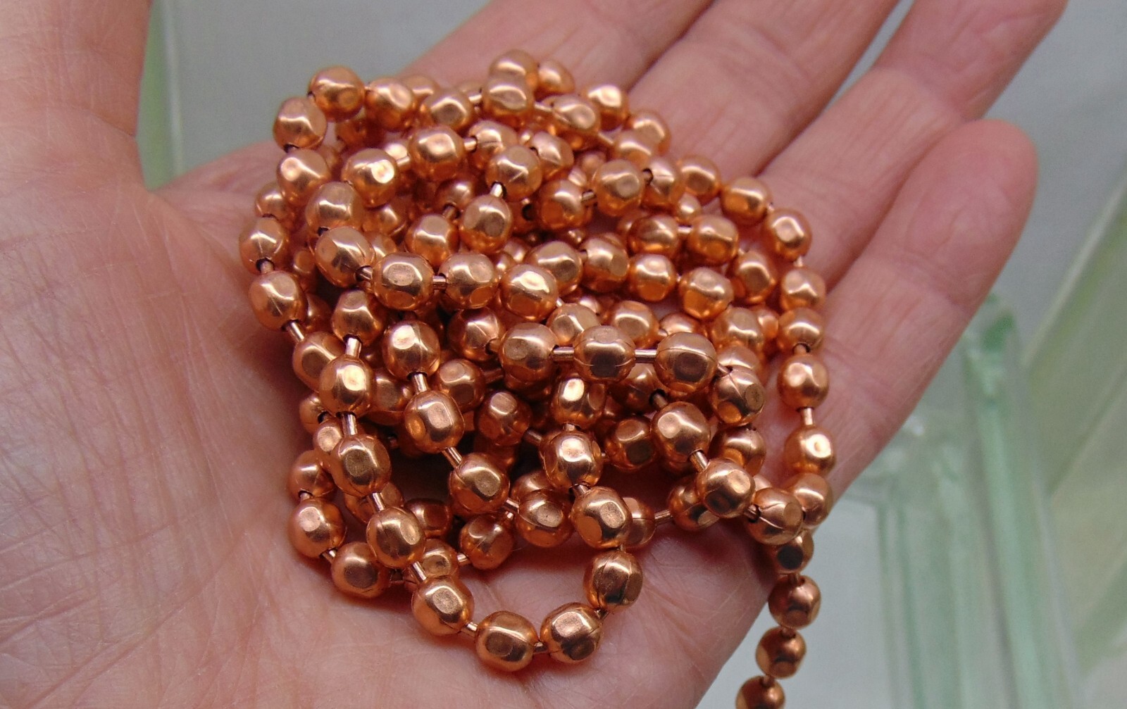COPPER Ball Chain NECKLACES ~ Faceted 6.3mm bead ~ #13 size Various Lengths