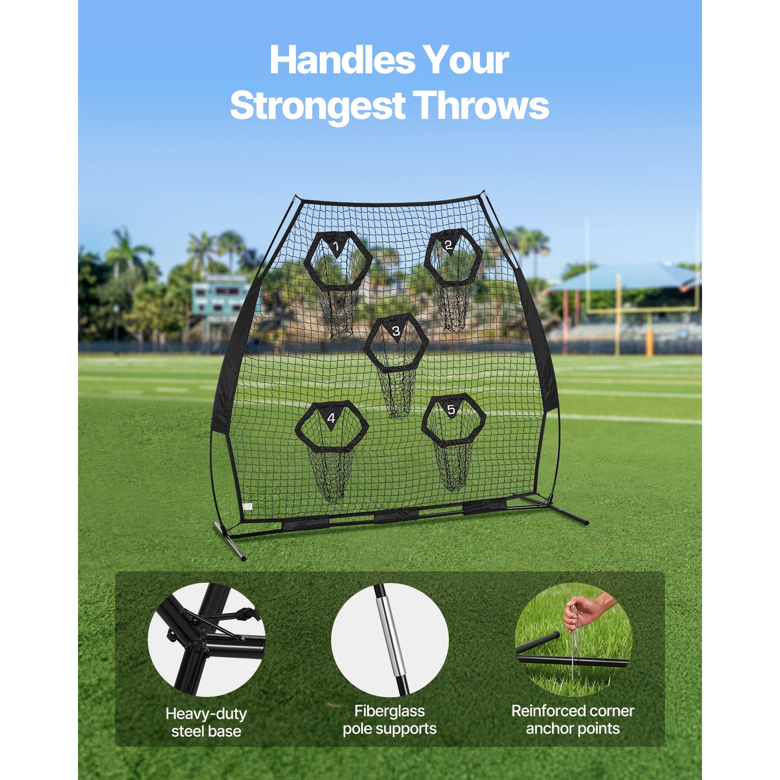 Uimoso 7x7 ft Portable Football Throwing Net for QB Training and Practice, Black