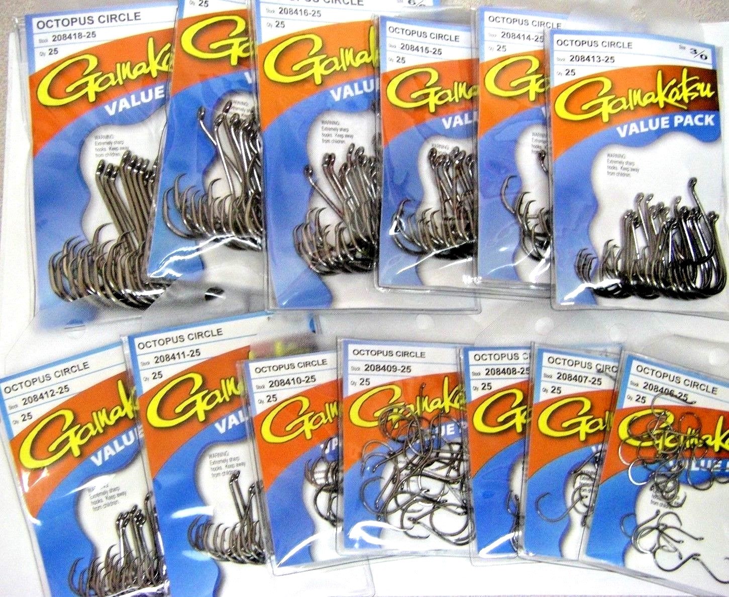 GAMAKATSU #208 OCTOPUS CIRCLE HOOKS Value Packs OFFSET ALL SIZES 8/0 through 8