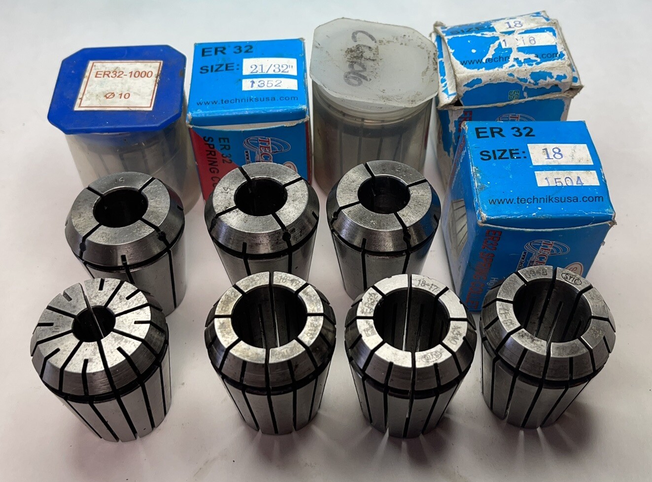 (lot Of 12) ER32 Collets, (M10x2),13x1),(14x3),(18x5),21/32” (24AU22)