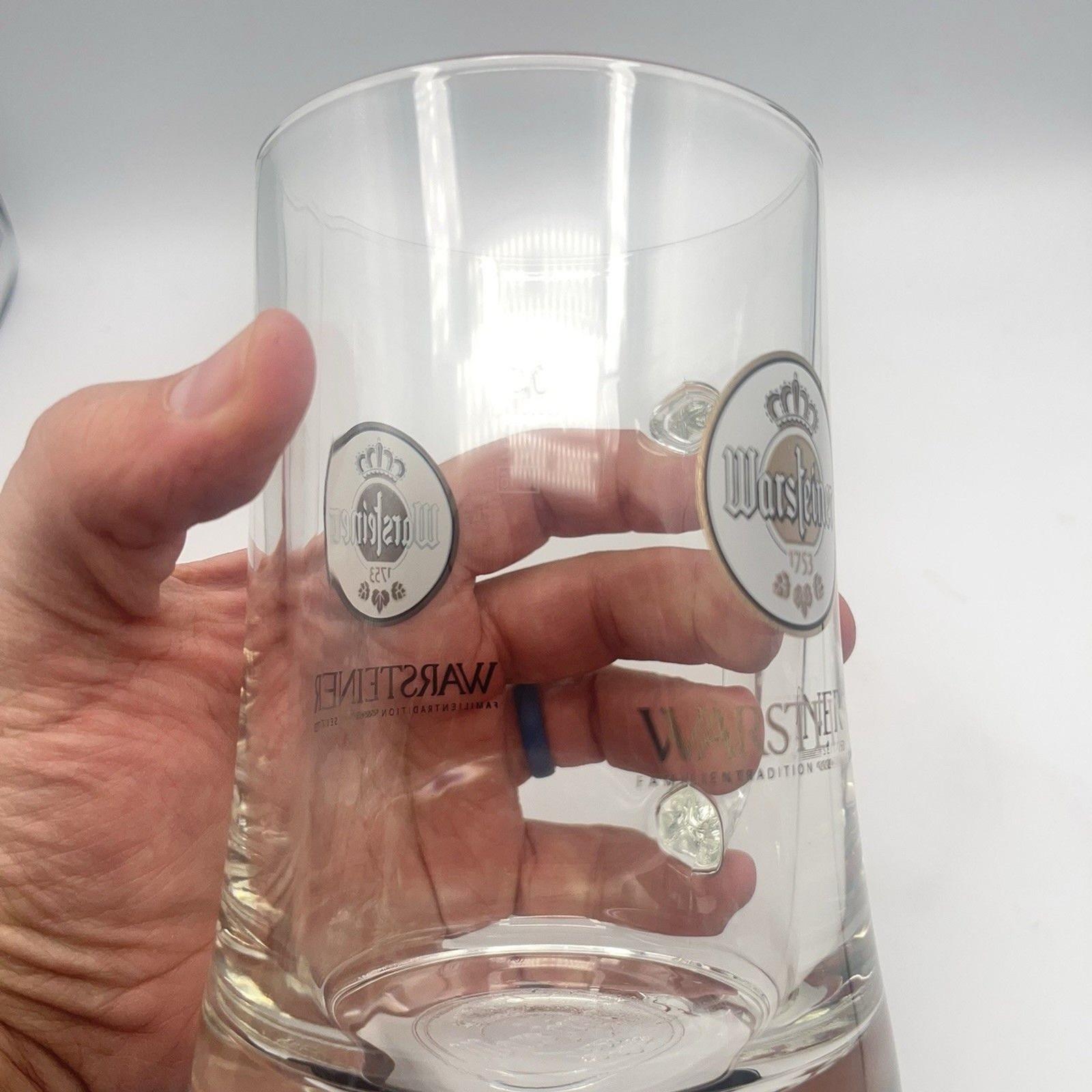 Warsteiner Brewery Germany Glass Beer Stein Mug Tankard Embossed .5L