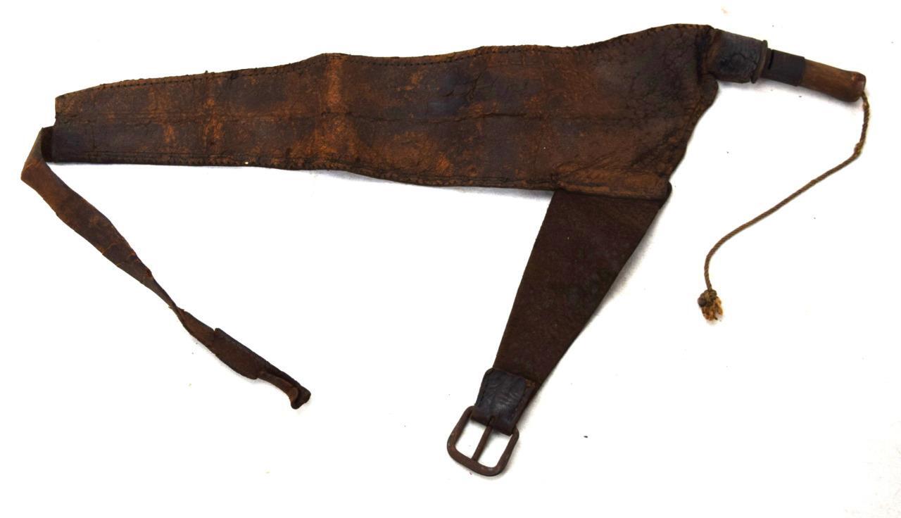 Antique Civil War Era Leather Gun Powder Shot Pouch