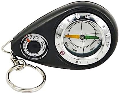 2.75" Pocket Size Mini Survival Thermometer Compass Key Chain For Hiking Camping