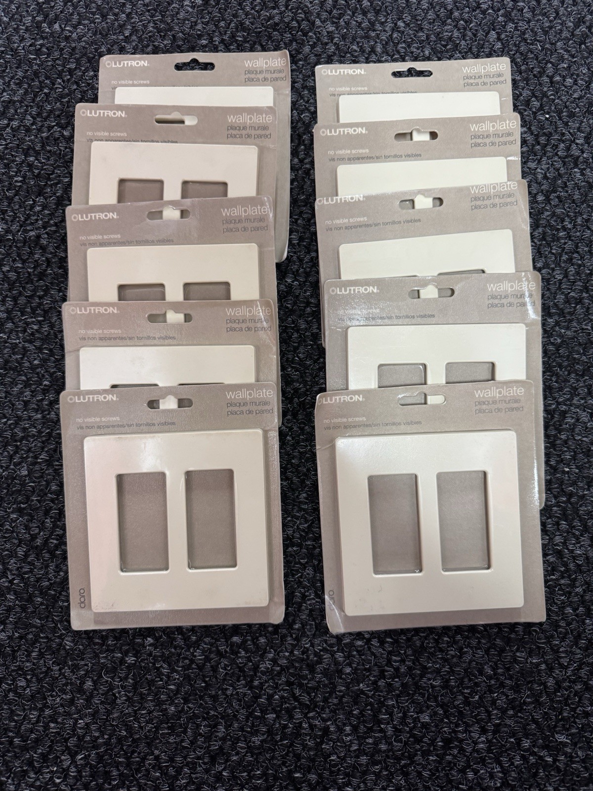 Lot of 10 Lutron CW-2B-AL Claro 2-Gang Wall Plate, Almond