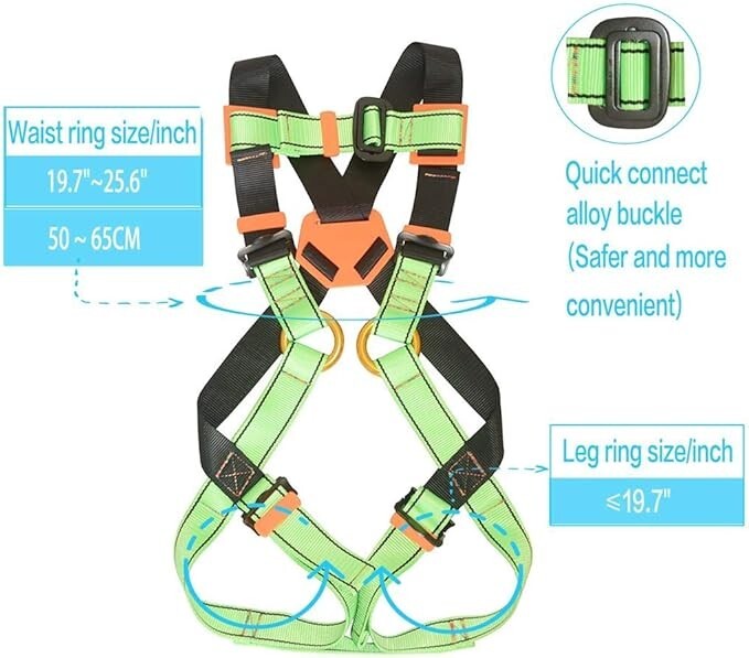 HeeJo Kids Full Body Hanging Rock Repelling Equipment Safety Harness Neon NEW