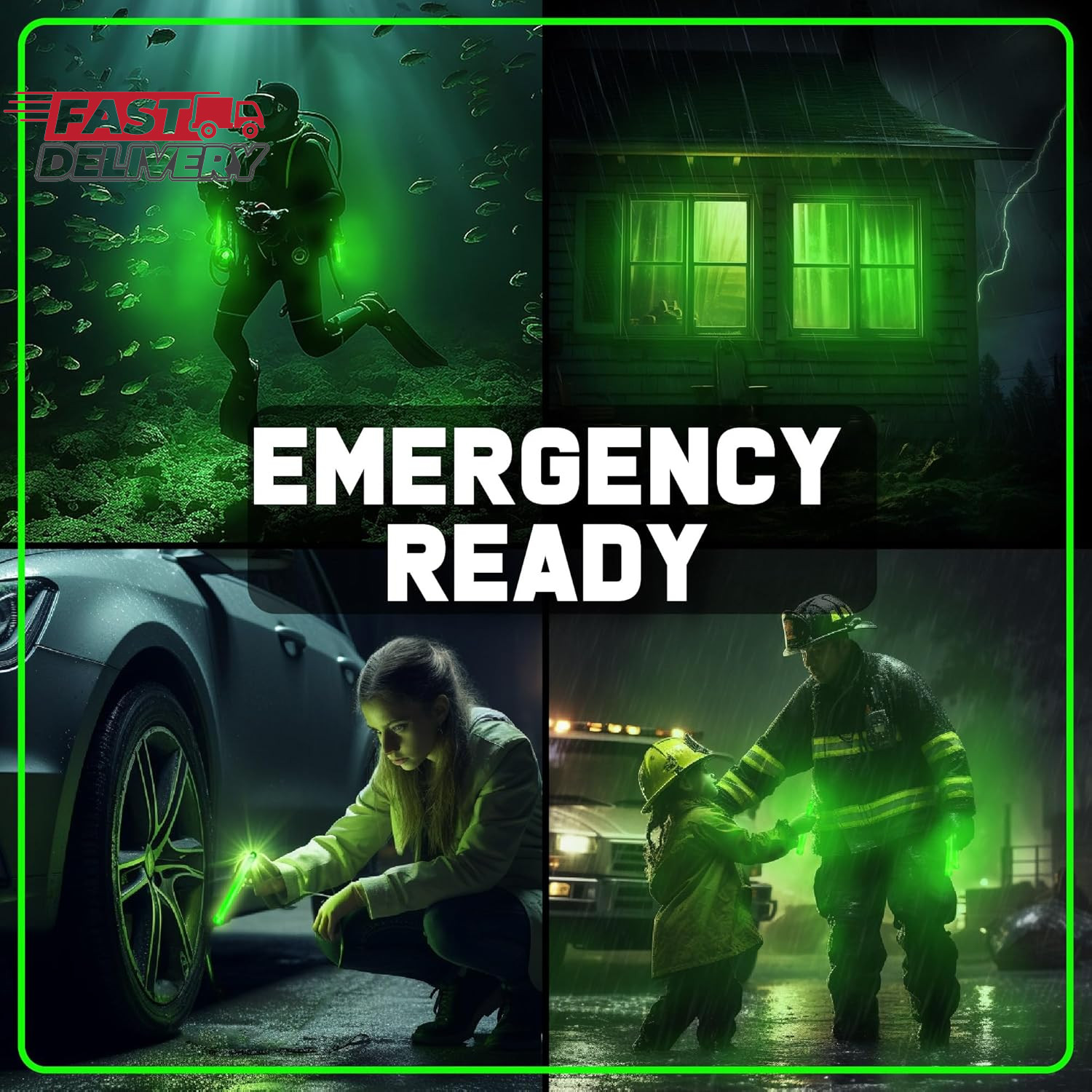 Partysticks Green Glow Sticks Emergency Chem Lights (6", 25 Pack) Military Grade
