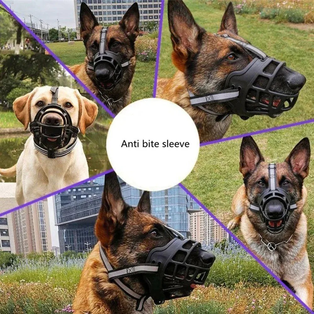 Large Pet Dog Basket Muzzle Mouth Cover Mesh Cage NoBarking Biting Chewing Black