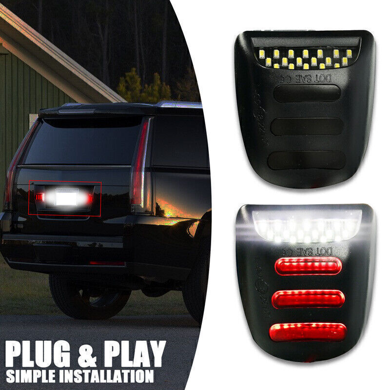 For Avalanche For Silverado Tahoe LED License Number Plate Lights Tag Rear Lamps