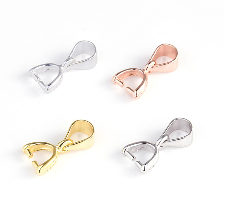 925 Sterling Silver Pinch Clip Bail Clasp Charm Pendant Connector DIY Finding