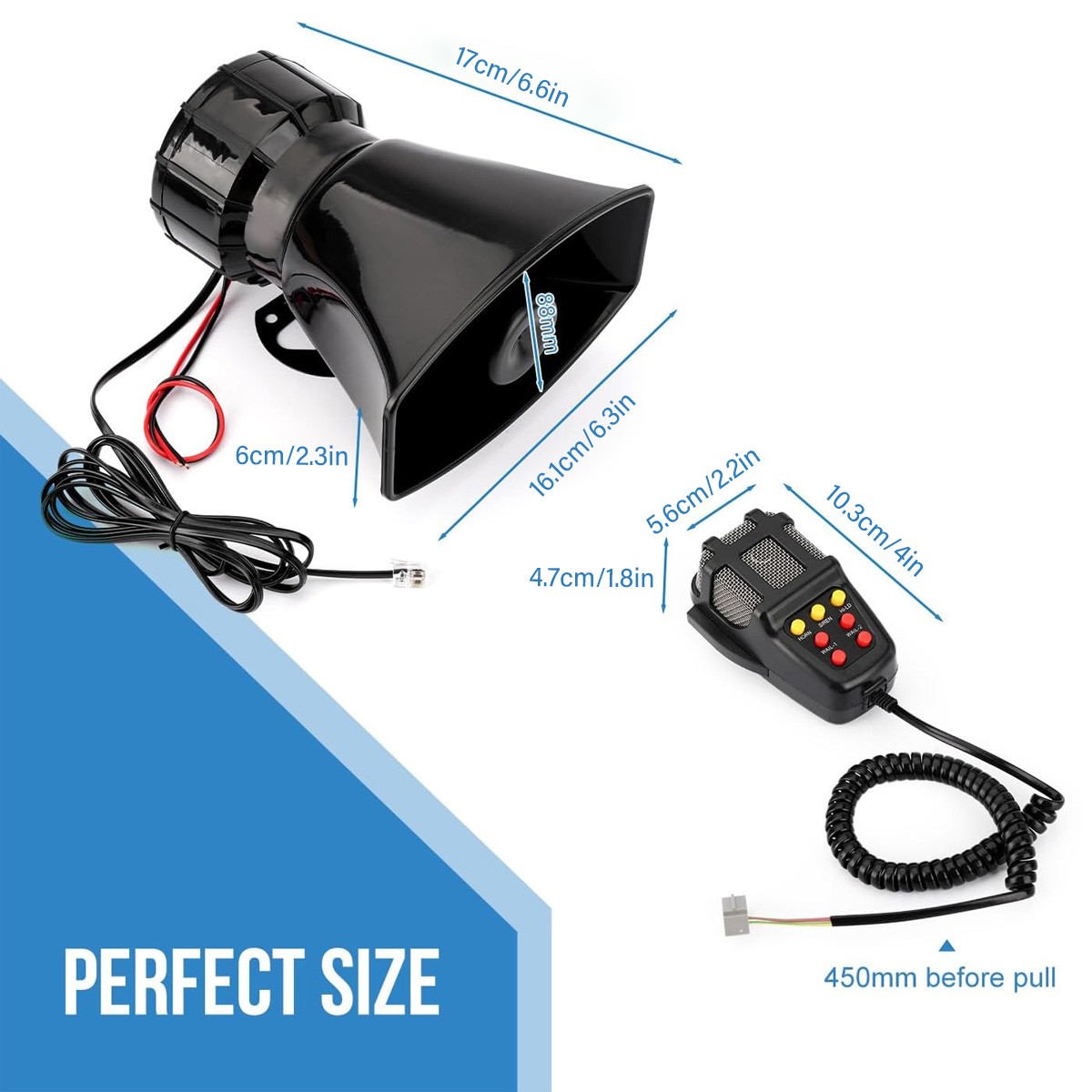 7 Tone Sound Car Siren Vehicle Horn with Mic PA Speaker System Emergent