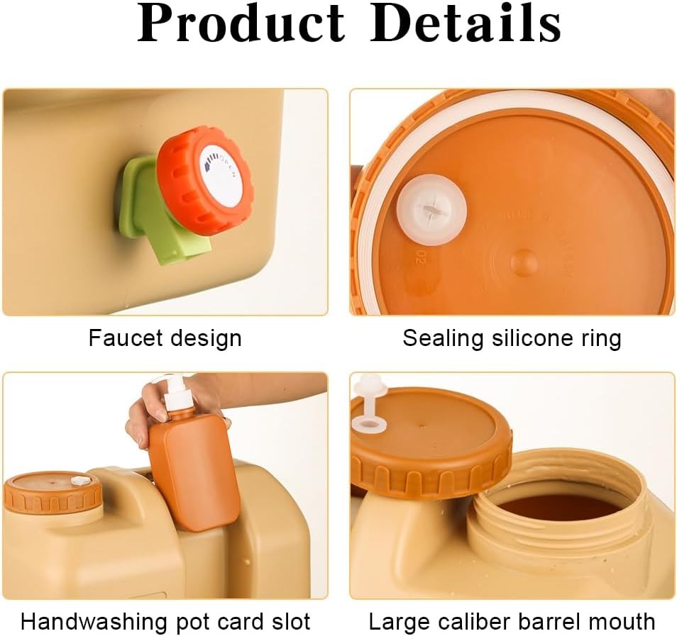 20L Water Container with Spigot and Soap Dispenser Portable Camping Water Jug US