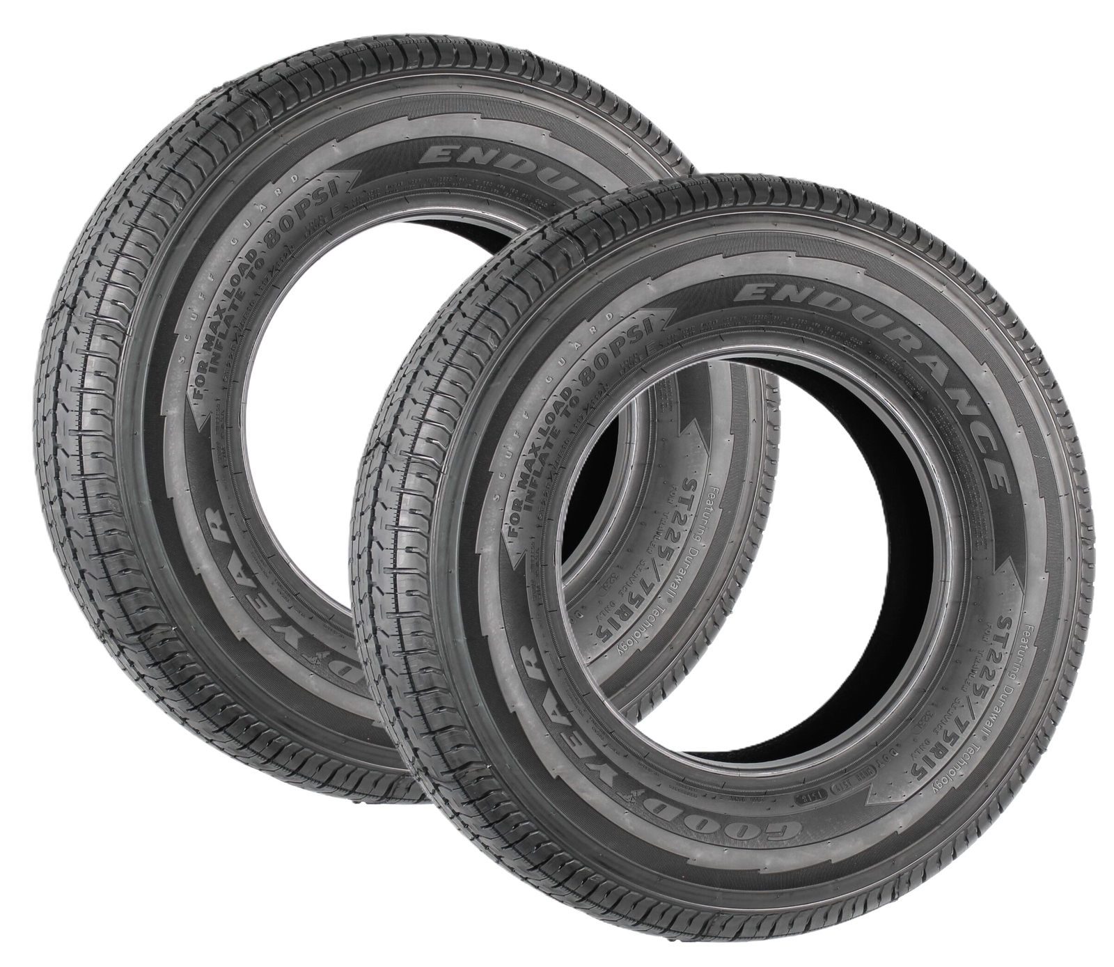 2-Pack Goodyear Trailer Tire Endurance ST225/75R15 225/75R15 Load Range E BSW
