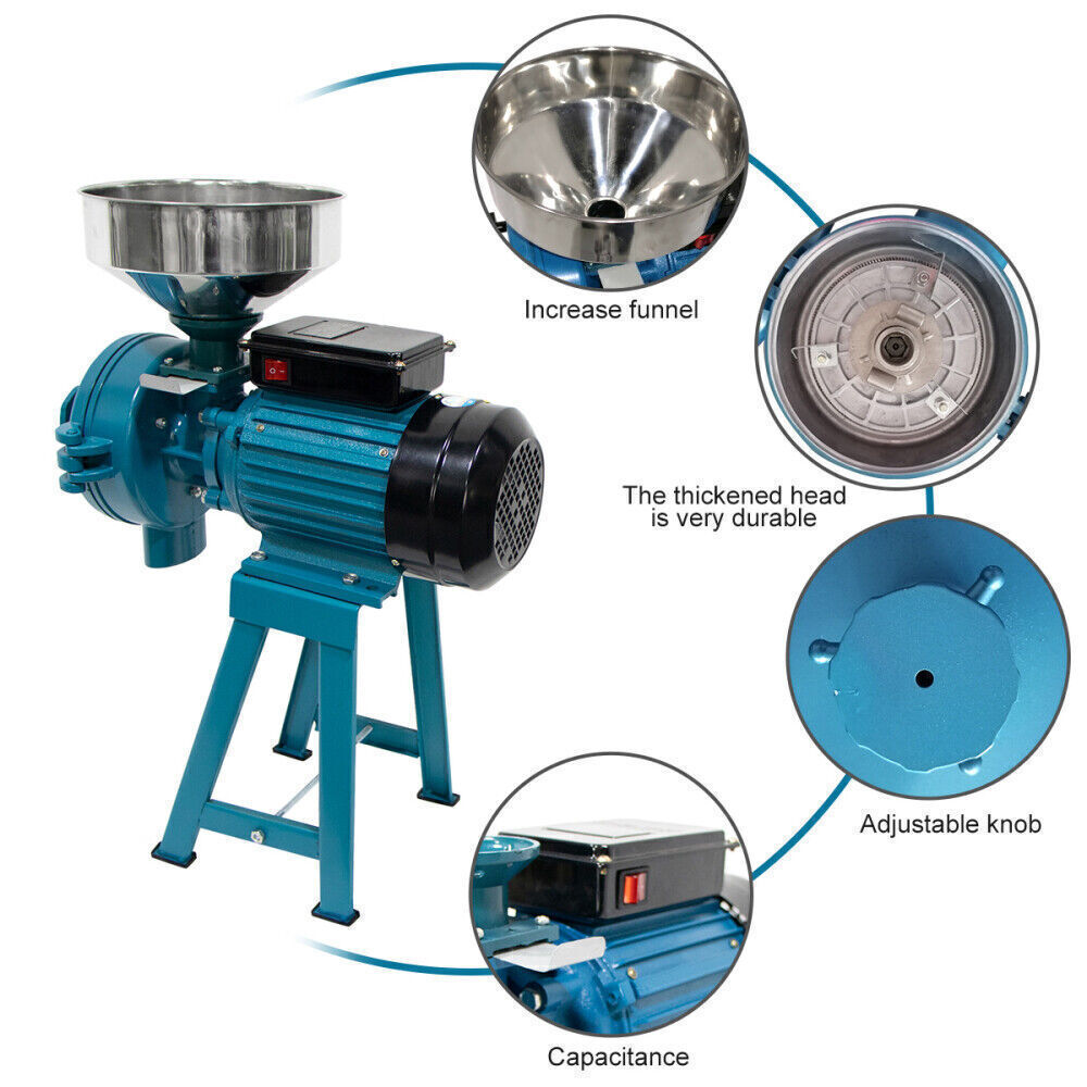 3000W 110V Electric Grinder Mill Grain Corn Wheat Feed Wet&Dry Cereal Machine