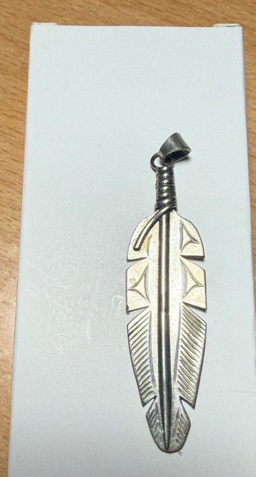 Northwest Coast Native Art Silver feather by Late Richard Baker