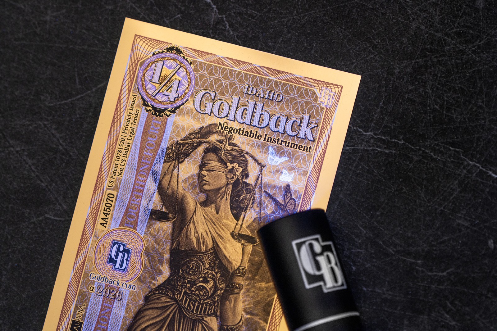 50X - 1/4 IDAHO Goldback Aurum Gold Foil Note 1/4000 oz 24kt .999 Fine PRESALE